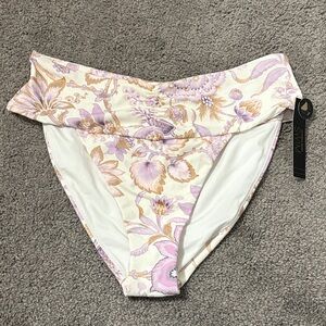 Victoria's Secret Floral Print Bikini Bottoms in Cream, Pink & Gold